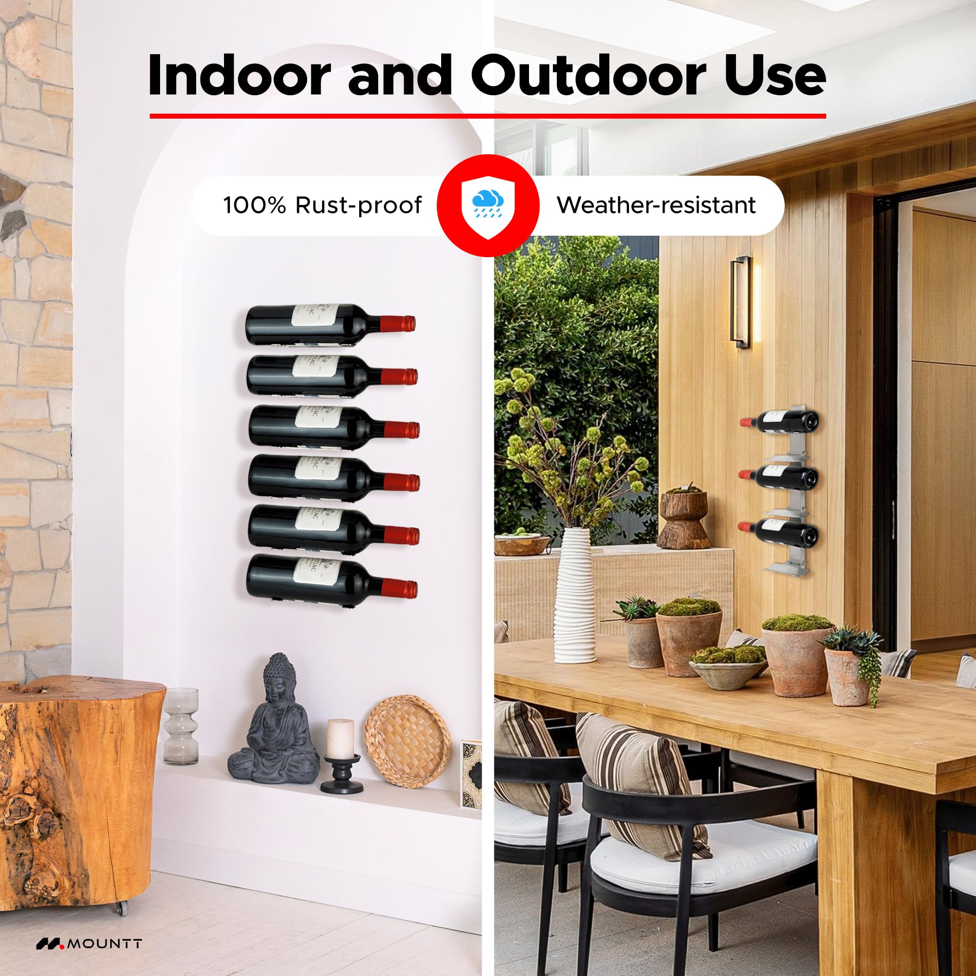 Stainless Steel Wall Mounted Wine Rack - 6 Bottle