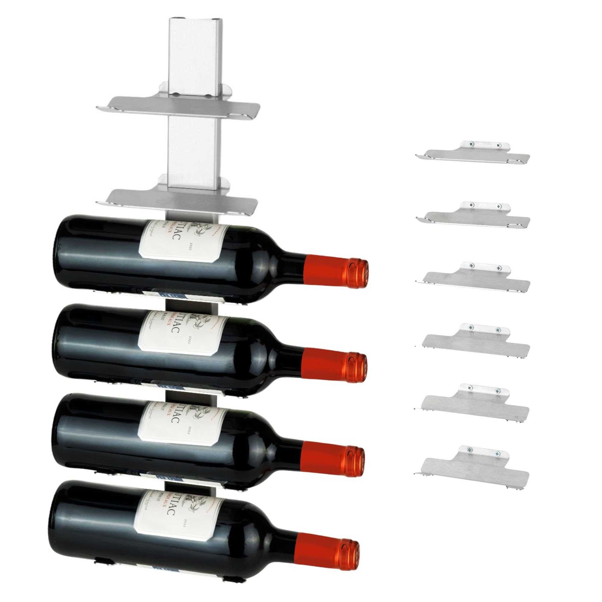 Stainless Steel Wall Mounted Wine Rack - 6 Bottle